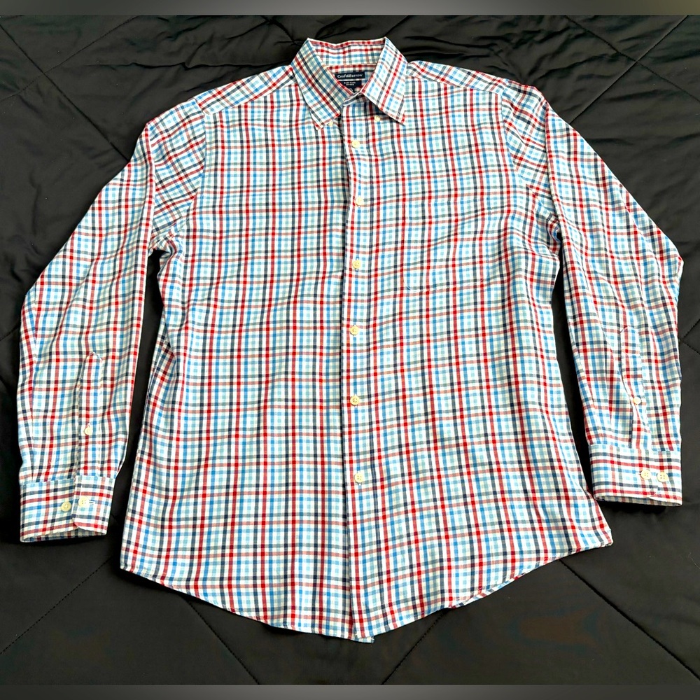 Croft & Barrow Men's Red and Blue Plaid Shirt